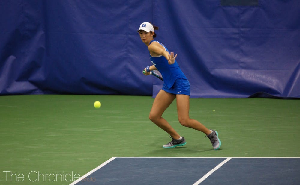 <p>Meible Chi clinched Sunday's match against Washington with a dramatic three-set singles victory.</p>