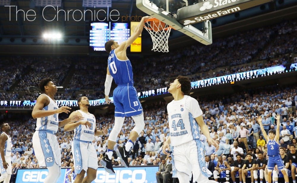 <p>Jayson Tatum has continued to throw down dunks in his first taste of the NBA.&nbsp;</p>