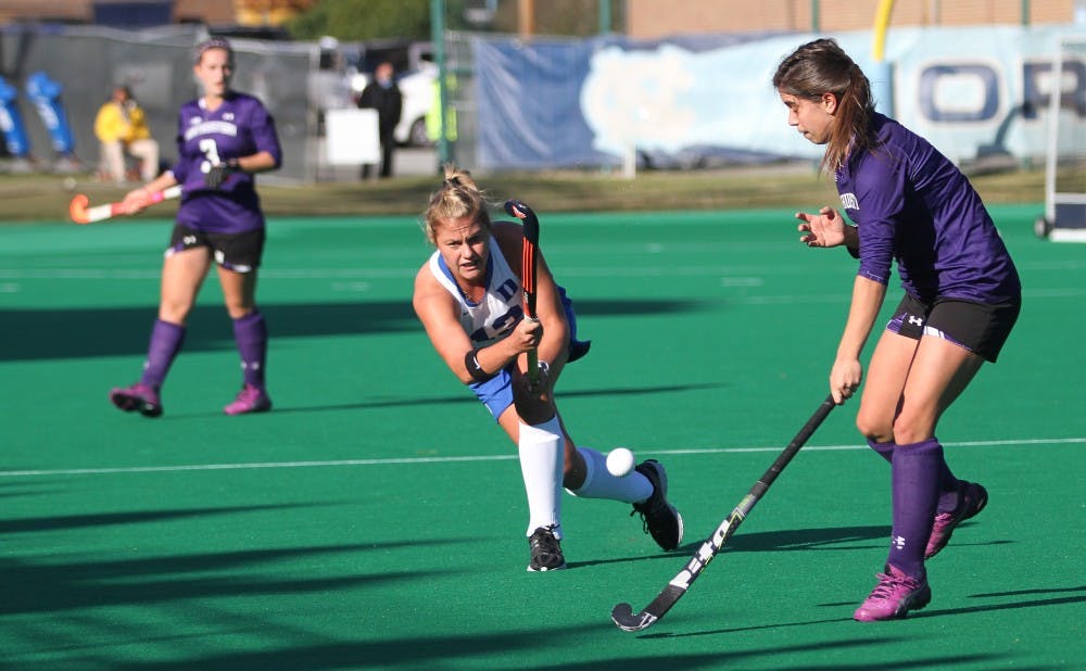 <p>Senior Jessica Buttinger broke a scoreless tie to give Duke a first-half lead against Northwestern in Saturday's NCAA tournament game.</p>