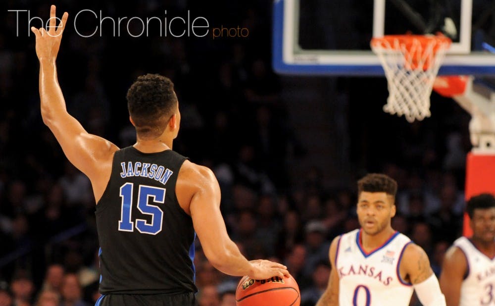 <p>Duke's only healthy five-star freshman, Frank Jackson has scored in double figures off the bench in all three of the Blue Devils' games.</p>