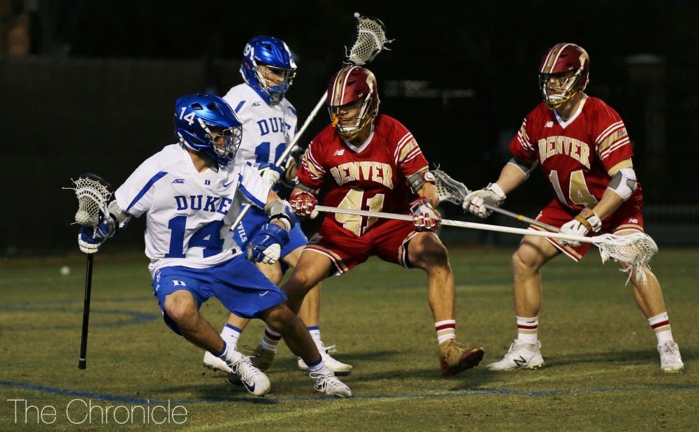<p>Justin Guterding's two goals could not lift Duke to a win in its quietest offensive performance of the season.</p>