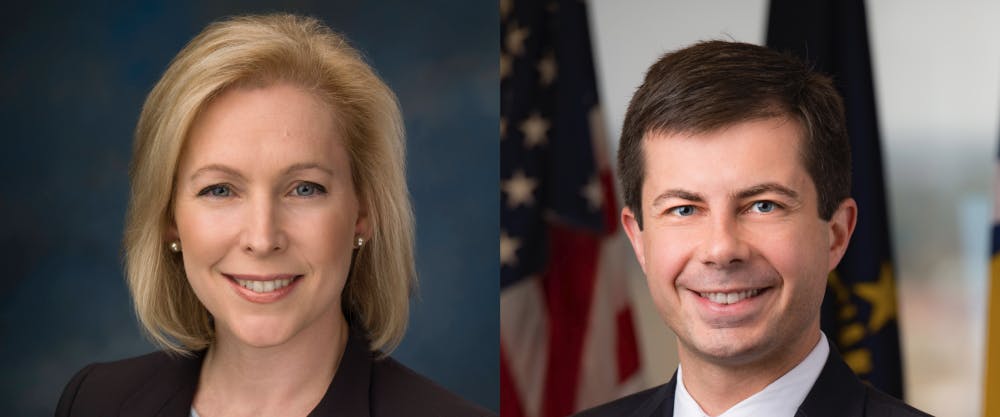 Kirsten Gillibrand, left, and Pete Buttigieg, right, have formed exploratory committees. Courtesy of Wikimedia Commons.