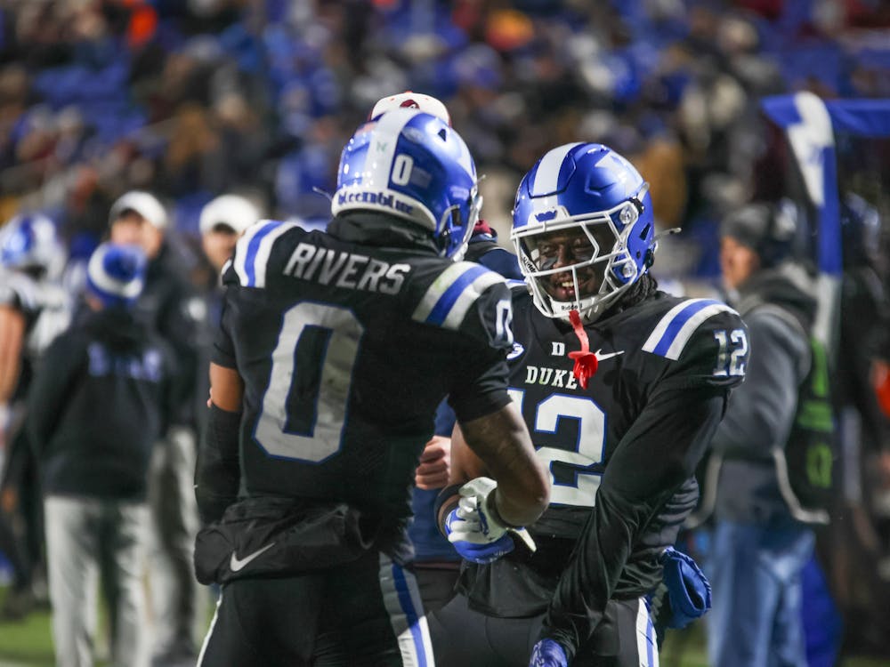 Duke enters the locker room in a hole against the Rebels. 