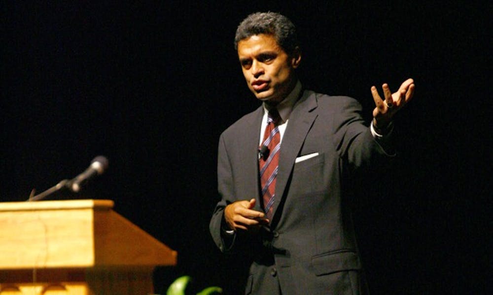 Newsweek International Editor Fareed Zakaria, addresses an audience in Page Auditorium Monday night about how globalization impacts the United States.