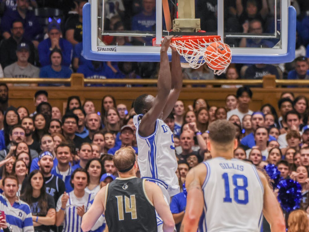 Khaman Maluach flushes one through the net against Wofford. 