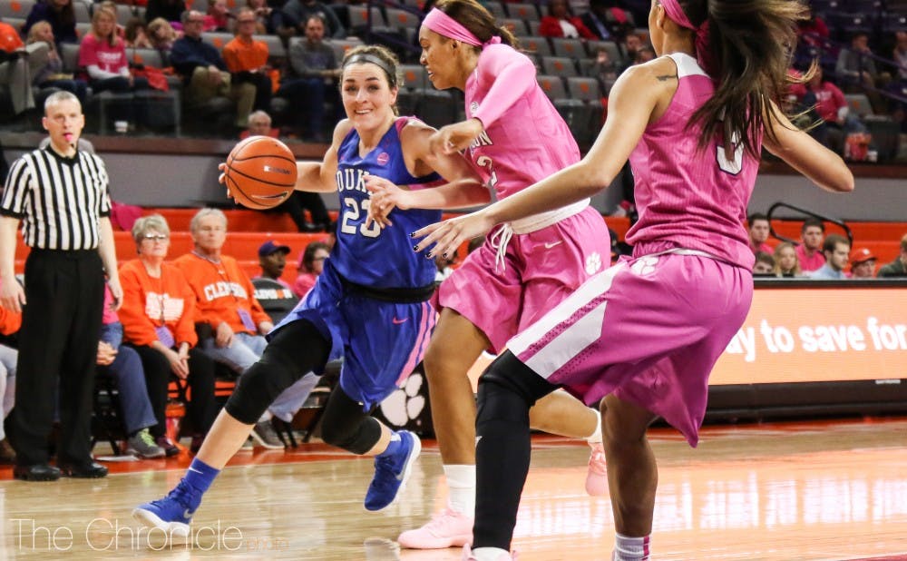 <p>Despite struggling from long distance, graduate student Rebecca Greenwell led the Blue Devils offensively to make up for a off day from Lexie Brown.</p>