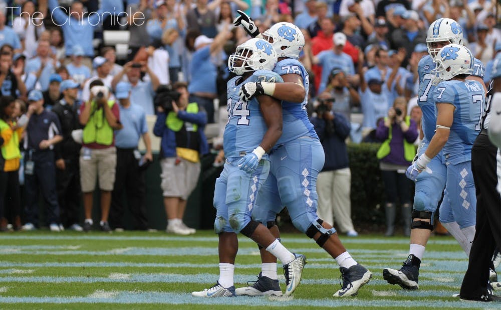 North Carolina found the end zone early and often in a 66-31 rout of the Blue Devils Saturday.