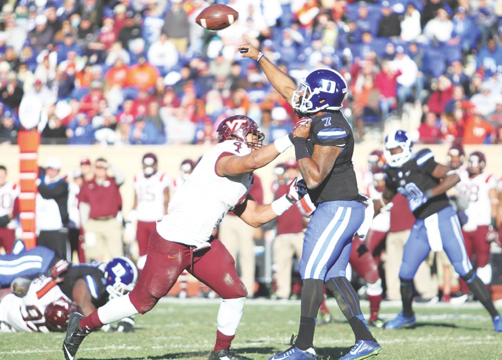 Redshirt senior Anthony Boone was 18-of-40 for 181 yards and two interceptions against the Hokies in Saturday’s loss and will face a quick turnaround with a Thursday night matchup against North Carolina looming.