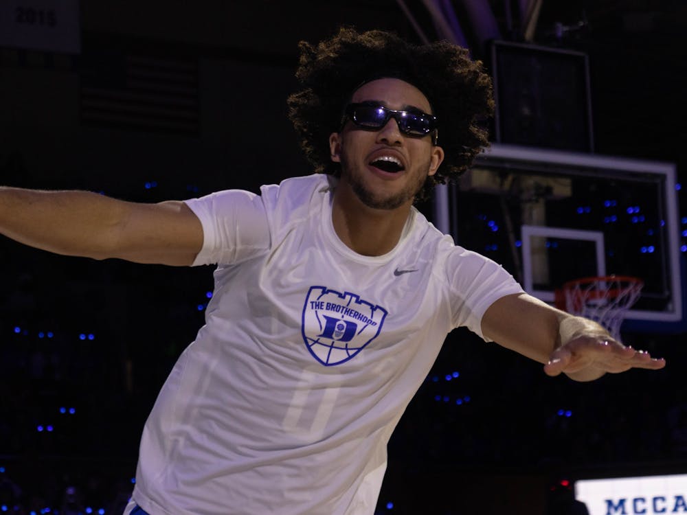 Jared McCain showed off two of his favorite skills, basketball and dancing, at Duke's annual Countdown to Craziness. 