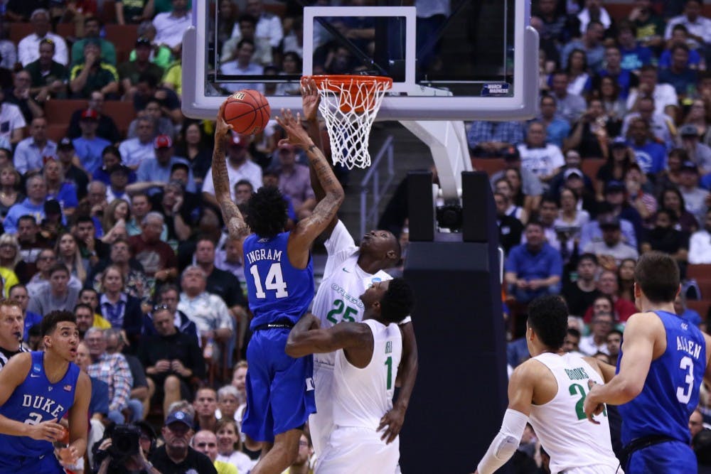 Chris Boucher and the Ducks flummoxed Duke with their length and athleticism, blocking five shots.