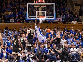 Mark Mitchell slams the ball home during Duke's first half against Wake Forest.