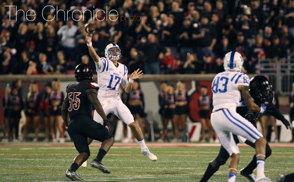 Daniel Jones did not put up big numbers against Louisville, but remained poised and executed the Blue Devils' game plan to keep them in the game.