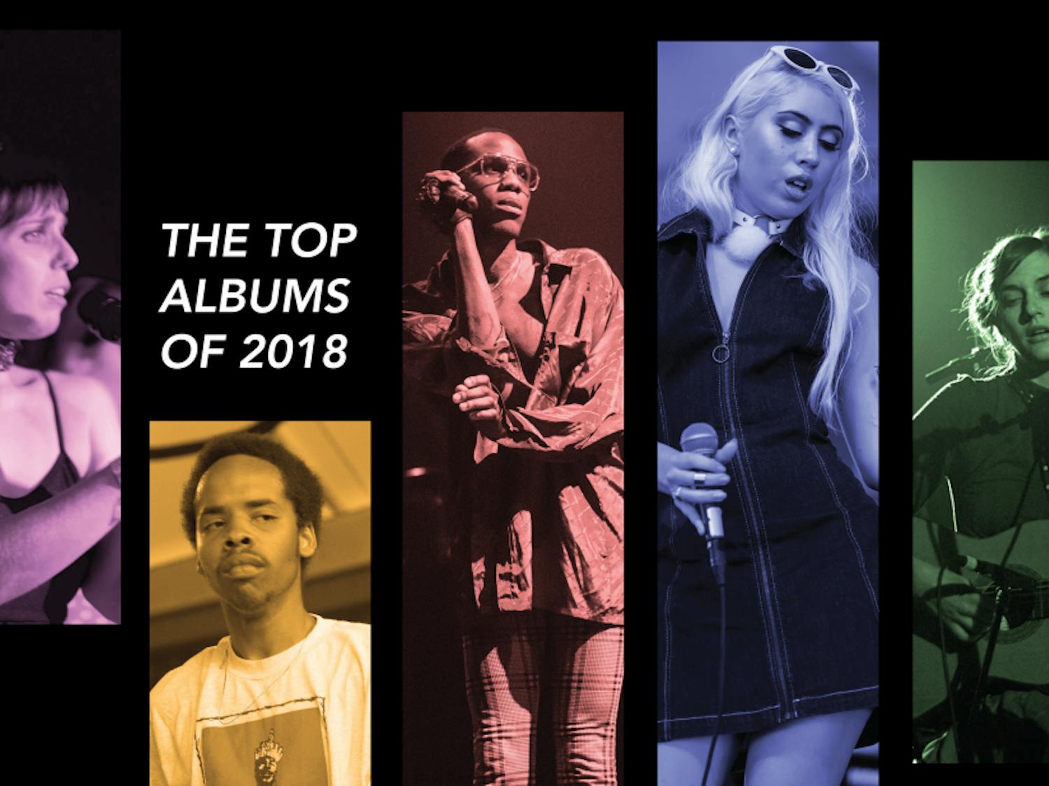 A number of artists released great albums in 2018. From left: U.S. Girls' Meg Remy, Earl Sweatshirt, Yves Tumor, Kali Uchis and Josephine Foster.