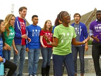Rhythm & Blue was one of the student groups that performed on the Plaza as part of Coming Out Day.