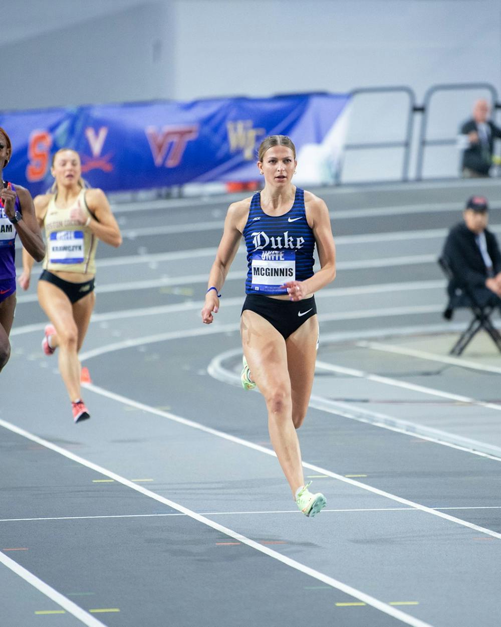 Sophomore Megan McGinnis took home two gold medals at the ACC Indoor Championships.