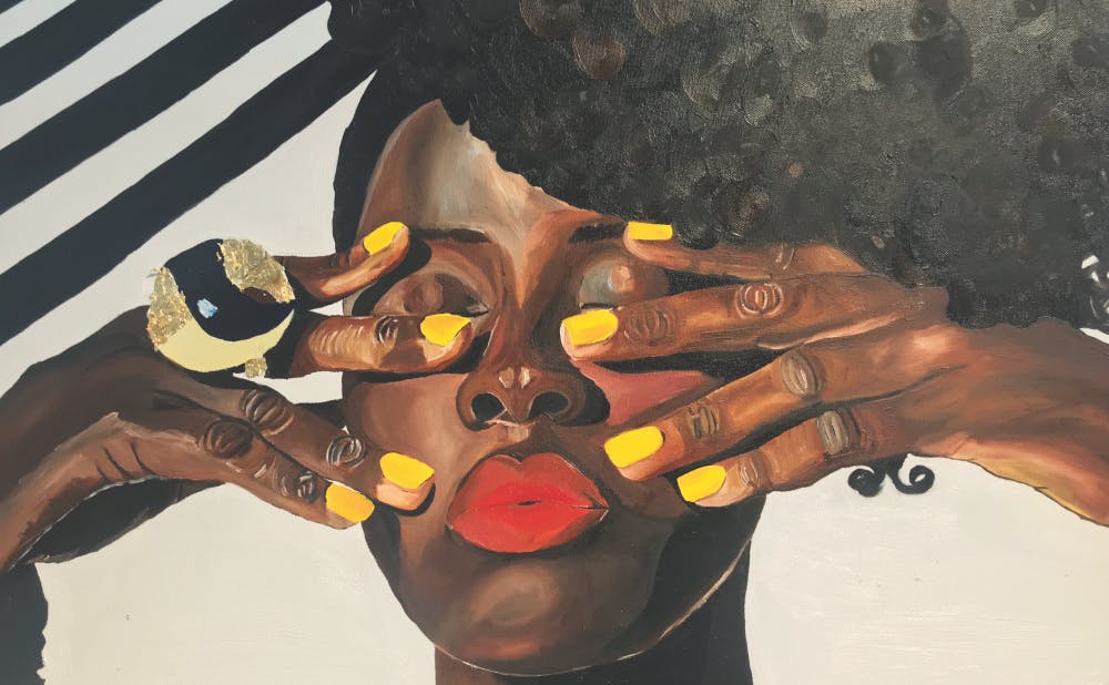 Erica Danielle's "Pretty with my yellow nails" was featured in The Carrack art gallery's Winter Community Show.