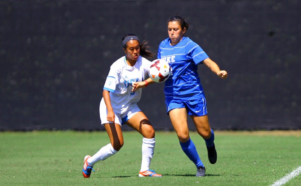 Senior Mollie Pathman scored two goals off penalty kicks for Duke, which amounted to the Blue Devils only two tallies of the weekend
