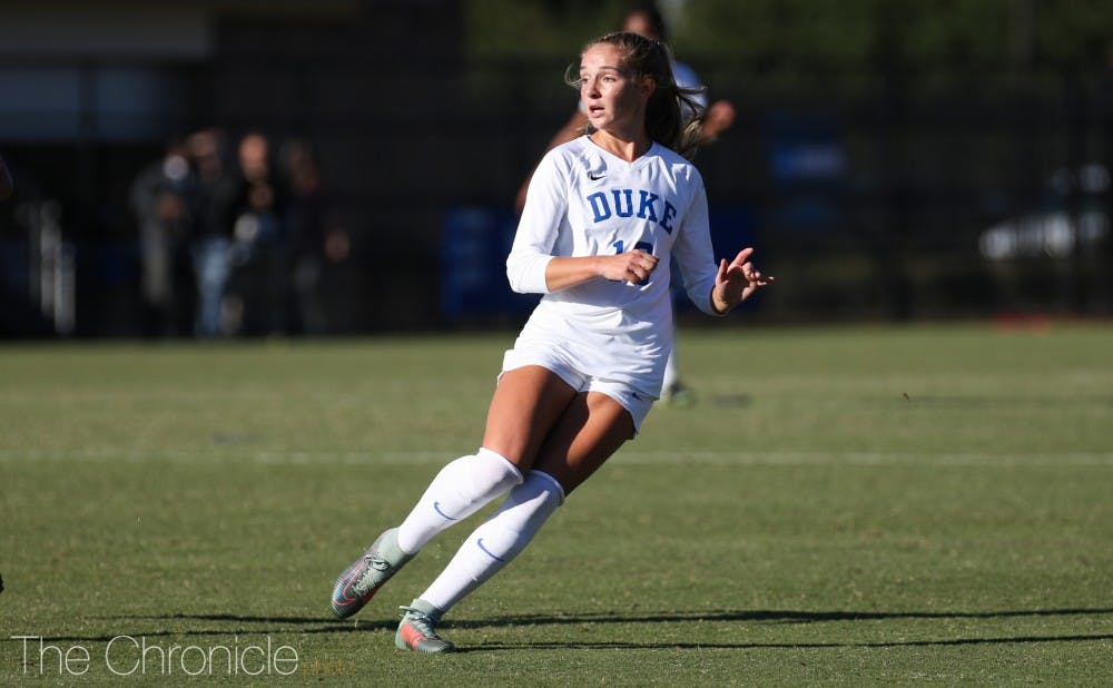 <p>Senior defender Schuyler DeBree and the Blue Devils have yet to give up a goal in the NCAA tournament.</p>