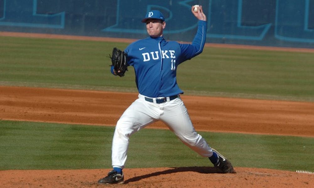 Starting pitcher Eric Pfisterer went eight innings and gave up a single run in Duke’s 4-1 win over Liberty Tuesday night in Lynchburg, Va.