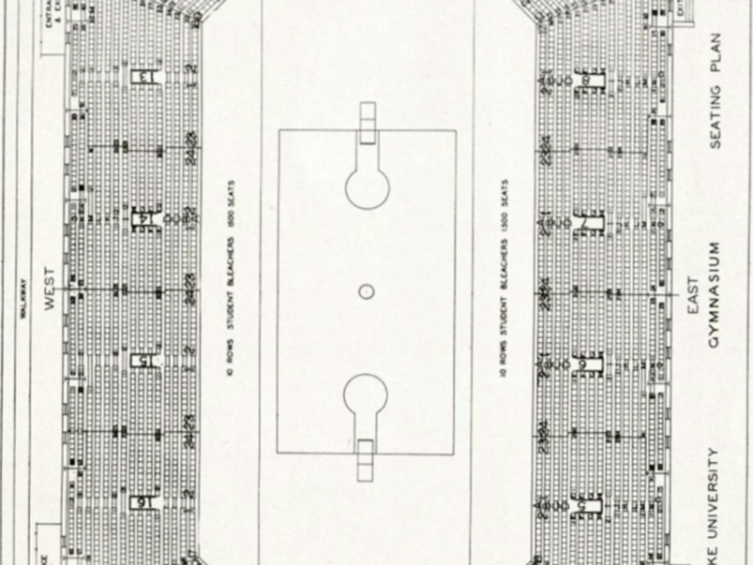 The original layout and seating chart for what would later become known as Cameron Indoor Stadium