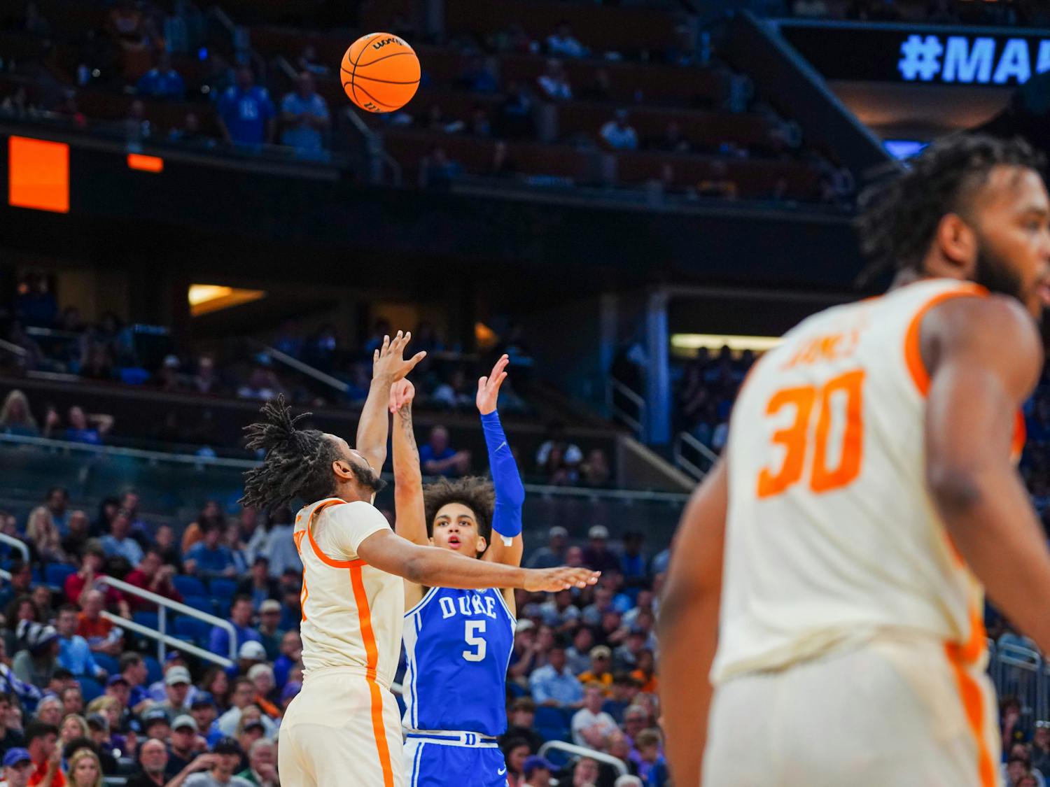 Tyrese Proctor shoots over a Tennessee defender in Duke's Round of 32 loss Saturday. 