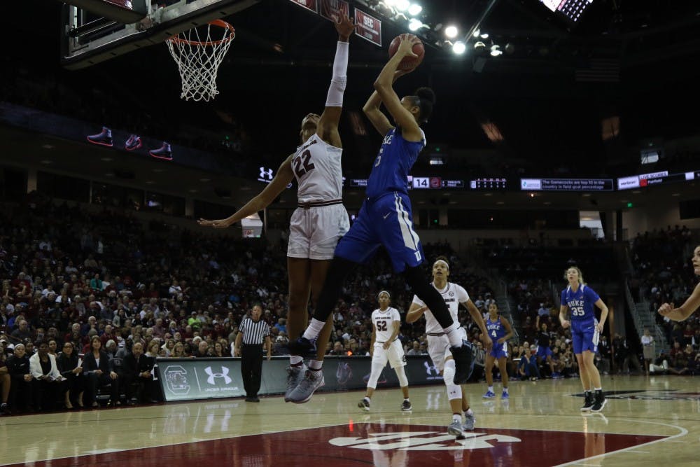 Duke struggled to penetrate South Carolina's talented frontcourt in the paint.
