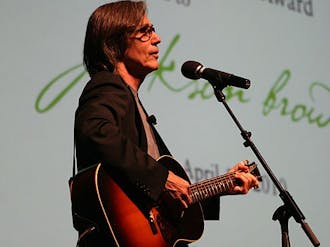 Singer-songwriter Jackson Browne performs after he received the Duke Lifetime Environmental Achievement award Saturday afternoon.