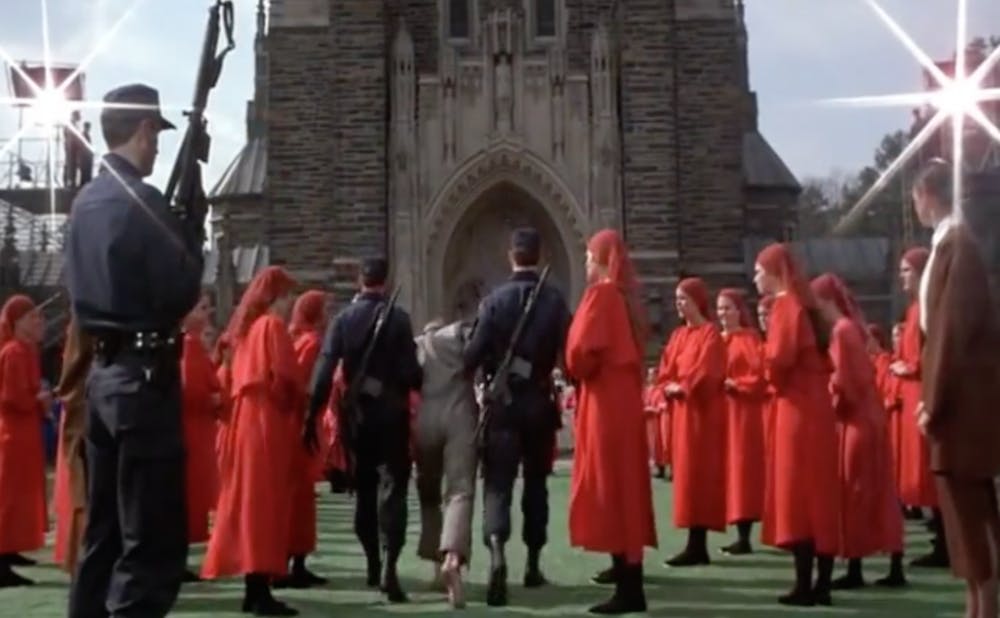 <p>The 1990 adaption of Margaret Atwood's novel "The Handmaid's Tale" is one of many movies to use Duke's campus as a filming location.&nbsp;</p>