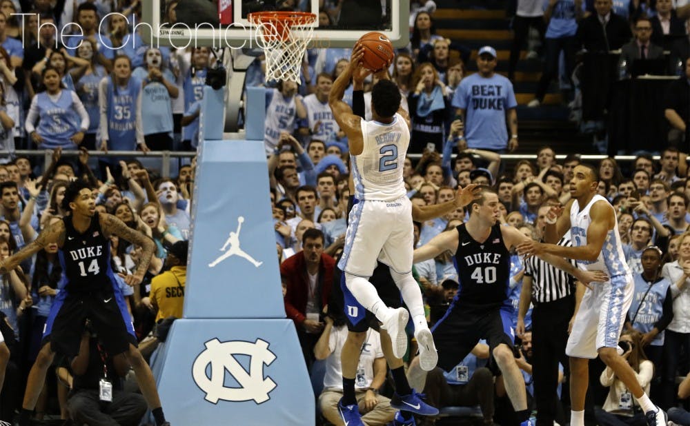 <p>Joel Berry II had a shot to win the game for the Tar Heels, but Derryck Thornton blocked it and Duke ran out the clock, capturing yet another victory in the Tobacco Road rivalry in comeback fashion.</p>