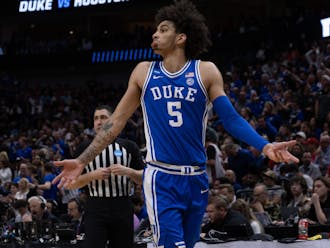 Tyrese Proctor taunts Houston during Duke's Sweet 16 win.