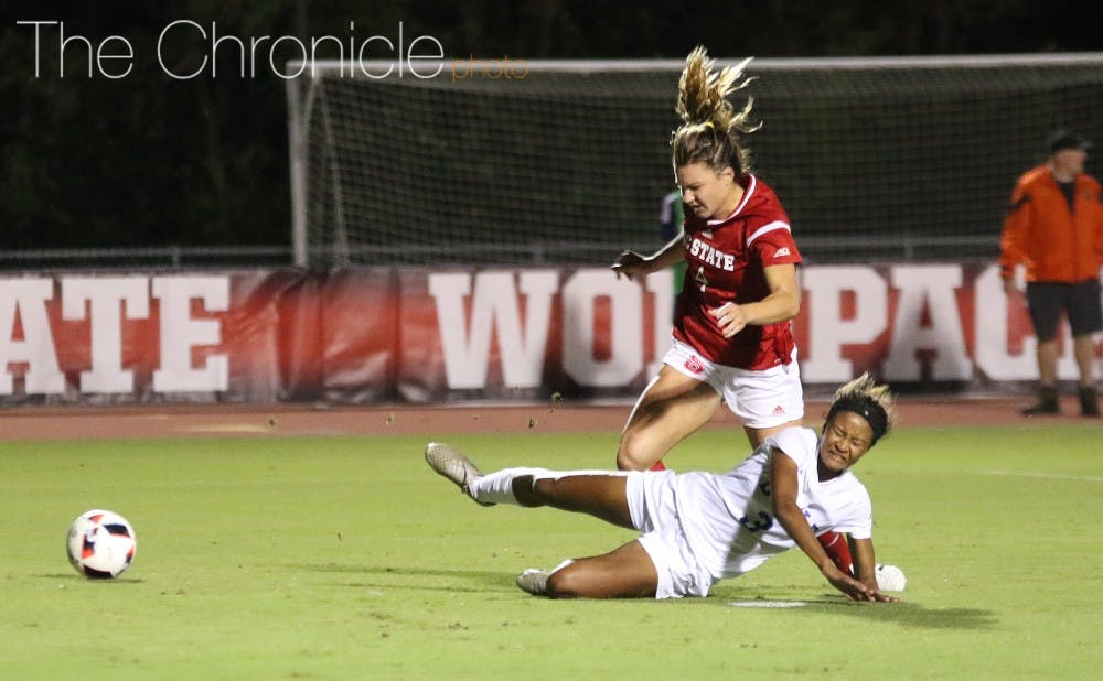 <p>Junior Imani Dorsey went down in the box in the first half to set up a Christina Gibbons penalty-kick goal.</p>