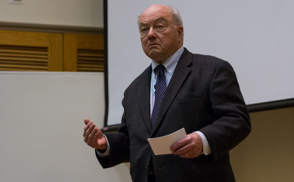 Matlock speaks at an on-campus event in 2016.