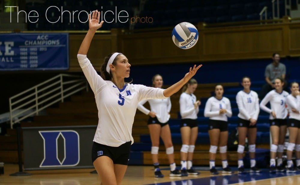<p>Nicole Elattrache is beginning her first season as a regular starter and co-captain and recorded 44 digs in the Blue Devils’ weekend sweep in Colorado. &nbsp;</p>