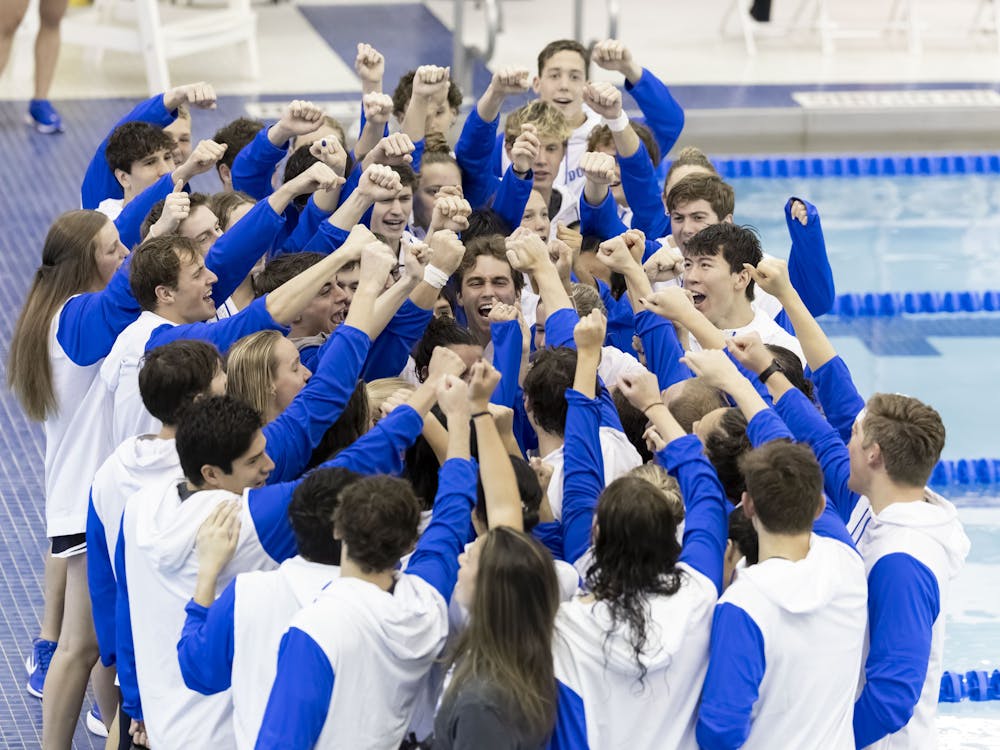 Duke swimming and diving at its Oct. 19 meet against Virginia Tech.