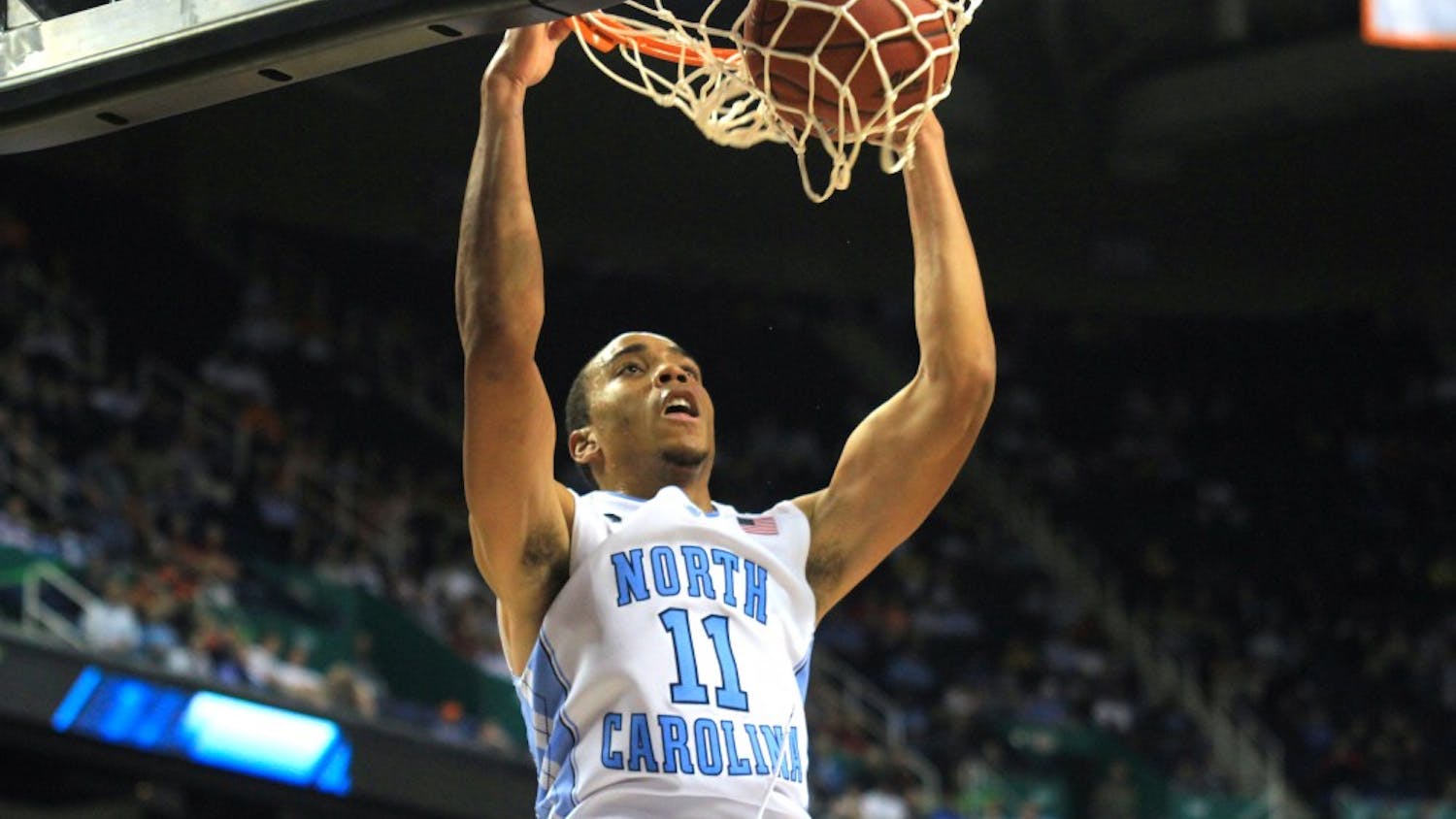 North Carolina forward Brice Johnson (11) makes a dunk. Johnson scored 17 points and grabbed 9 rebounds in Wednesday afternoon's matchup against Boston College.