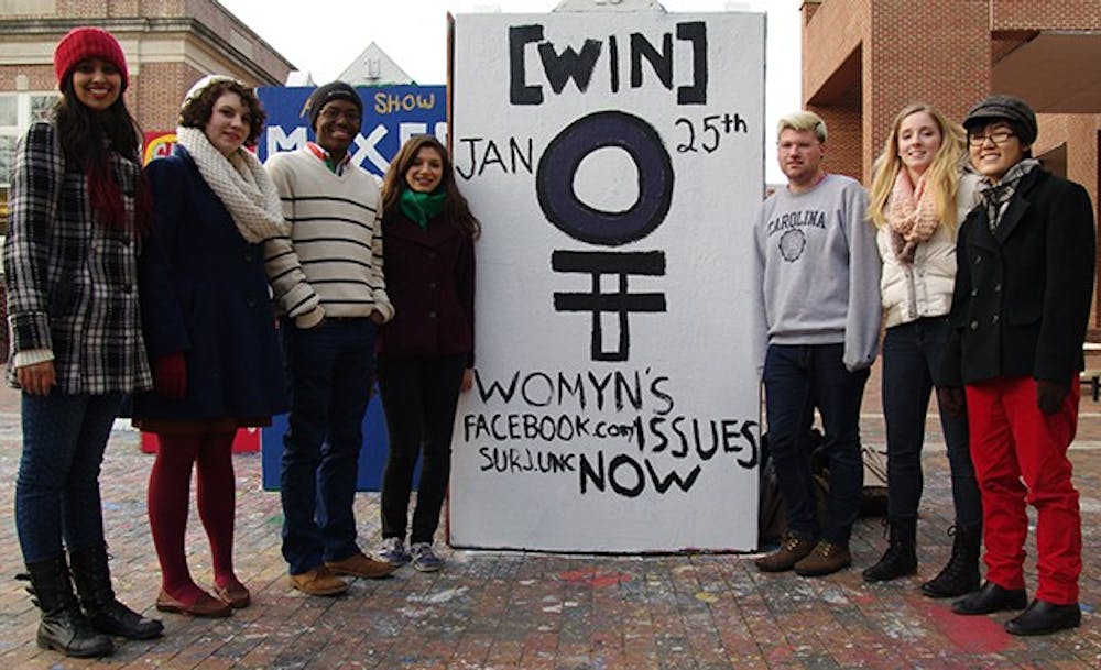 UNC students are hosting the Womyn's Issues Now [WIN] Conference this Saturday at the Union. The event will feature different presenters discussing current women's issues, such as reproductive rights, violence against women, and women in the media. 

From left to right: Serena Ajbani, Cara Schumann, Ishmael Bishop, Isabella Higgins, Dakota Powell, Rachel Faulk, and Holly Sit. 