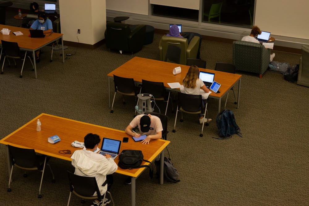 <p>Students use Davis Library's study spaces in Chapel Hill, NC, on Sept. 23.&nbsp;</p>