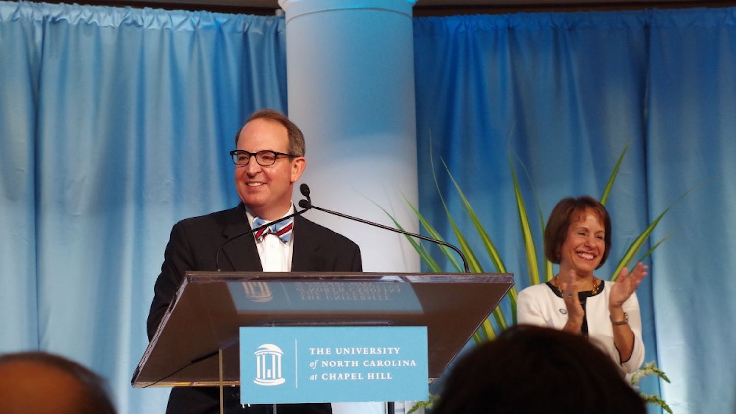 Martin Brinkley took the stage as the 14th dean of the UNC School of Law on Friday at the Law School Rotunda. 