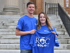 Justin Kiser (left) is a first year pre-business and economics double major and Keery Doyle is a first year exercise science and biology double major. Kiser is the treasurer and Doyle is the President of the club "Roc Solid Carolina."