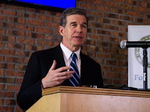 Gov. Roy Cooper is pictured speaking in Chapel Hill on Tuesday, Nov. 19, 2019.