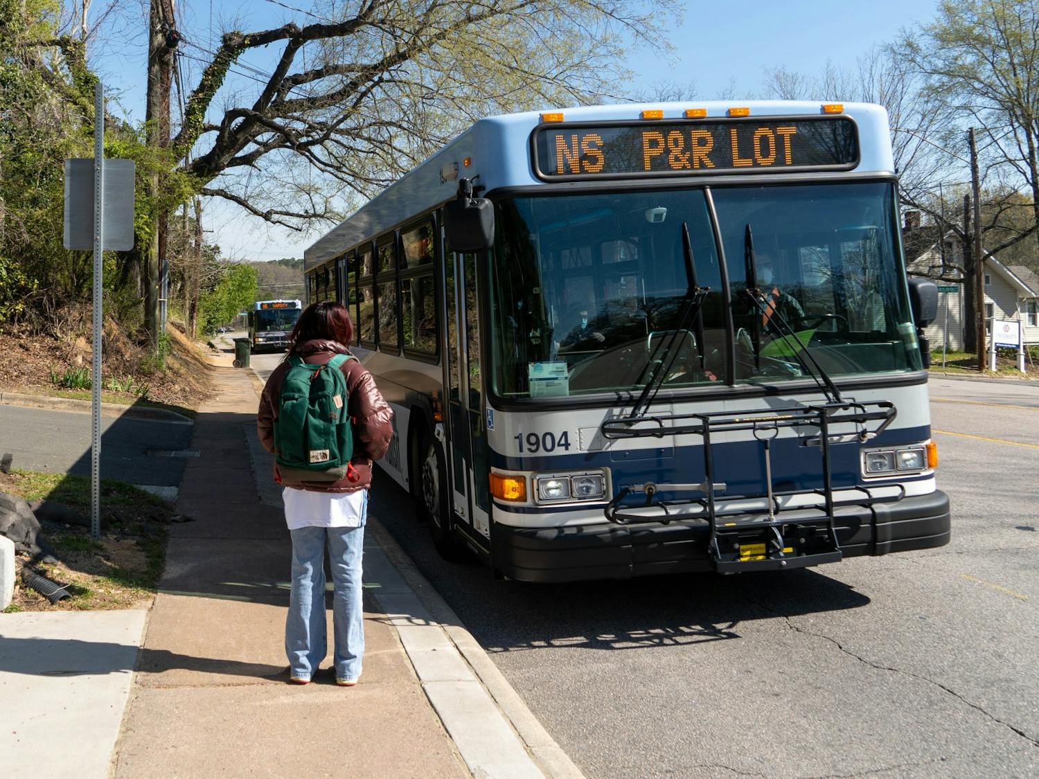 On Apr. 4, campus shuttle NS is picking up students from Martin Luther King Jr. Blvd.