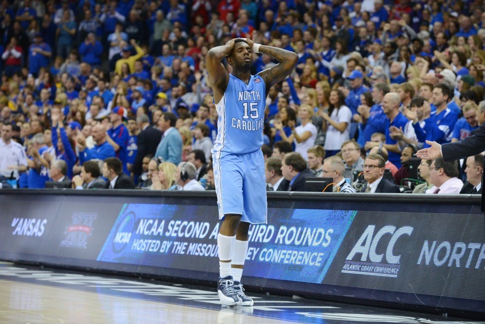 P.J. Hairston (15) reacts after being takes out of the game late in the second half.