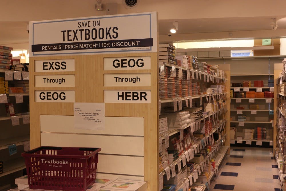 Textbooks and online interactive codes are purchased either at the UNC Student Store or online that are required by their professors for their course.