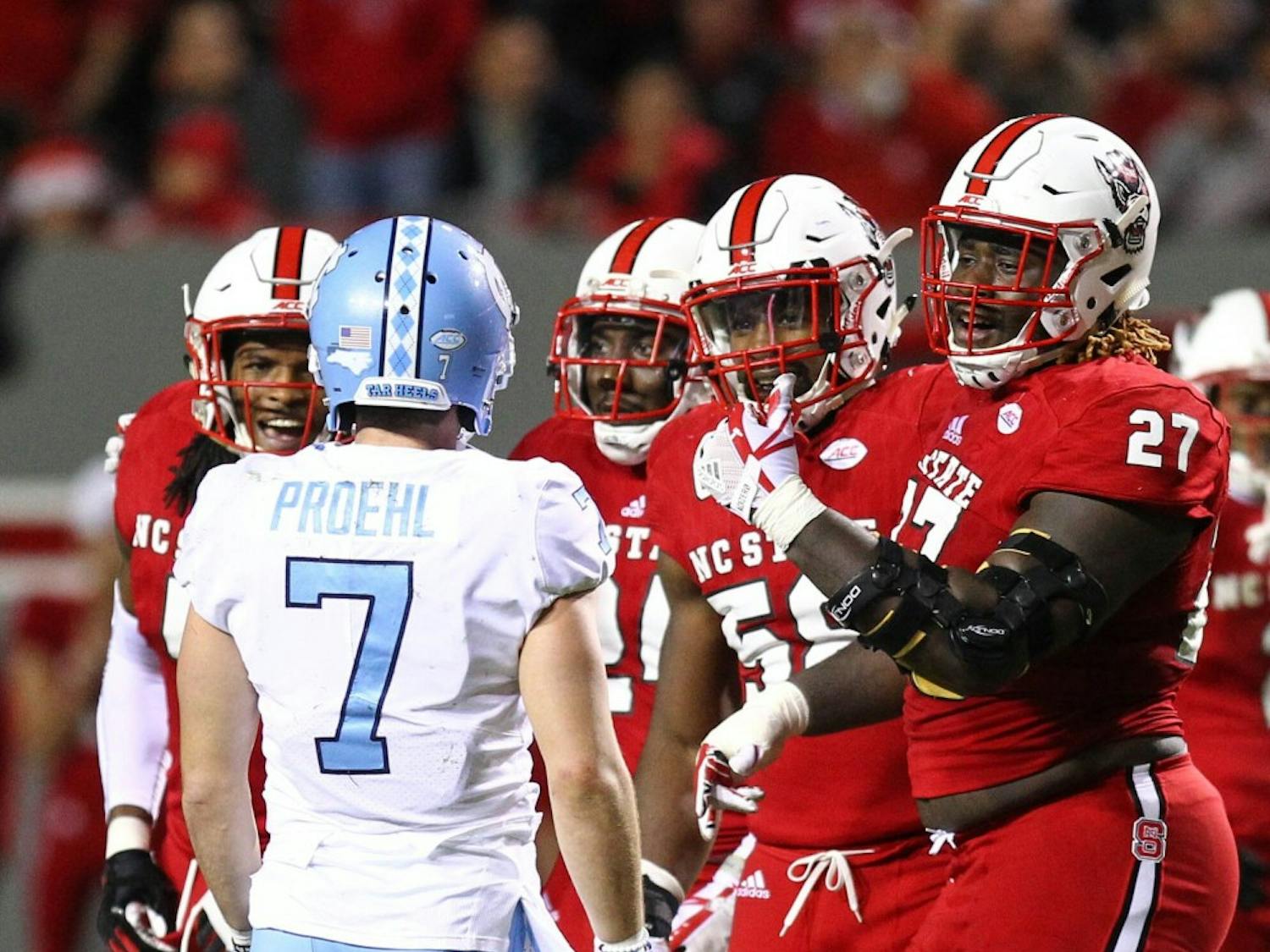 The North Carolina football team lost its season finale to rival N.C. State, 33-21, at Carter-Finley Stadium in Raleigh. UNC ended the season at 3-9, its worst record since 2006. In the loss, wide receiver Anthony Ratliff-Williams had a career-high 131 receiving yards and quarterback Nathan Elliott threw three touchdowns and two interceptions.