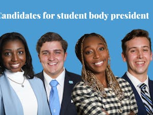 Sage Staley, Sam Robinson, Teddy Vann and Ethan Phillips are candidates for student body president for the 2021-2022 school year. Photos by Ira Wilder.&nbsp;