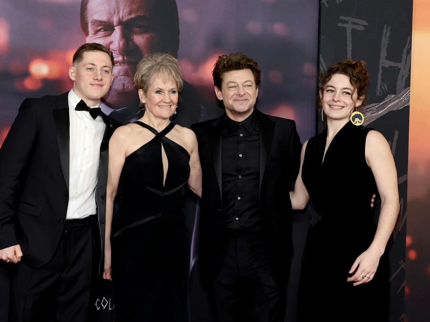(L-R) Sonny Serkis, Lorraine Ashbourne,  Andy Serkis and Ruby Serkis attend the world premiere of "The Batman" at Josie Robertson Plaza on Tuesday, March 1, 2022, in New York. Photo courtesy of TNS.