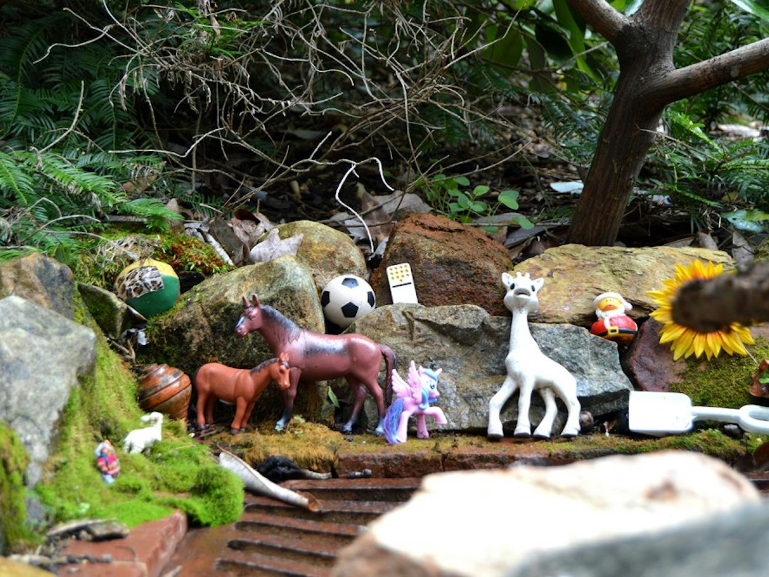 The Island of Misfit Toys, located in the Coker Arboretum, is a collection of abandoned toys found in the Arboretum and collected by the Arboretum staff.