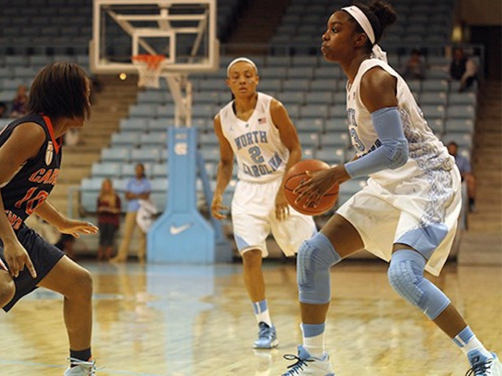 	UNC freshman guard Diamond DeShields (right) scored 14 points in her North Carolina debut against Carson-Newman on Wednesday night.