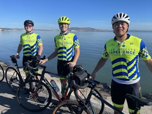 Three UNC students— (pictured from left to right) Cole Bright, Robert (Bo) Bell, and Ethan Mou— are cycling from California to Washington, DC this summer with the Ability Experience, a Pi Kappa Phi philanthropy. The trip, known as the Journey of Hope, is raising both funds and awareness for individuals with disabilities.&nbsp;