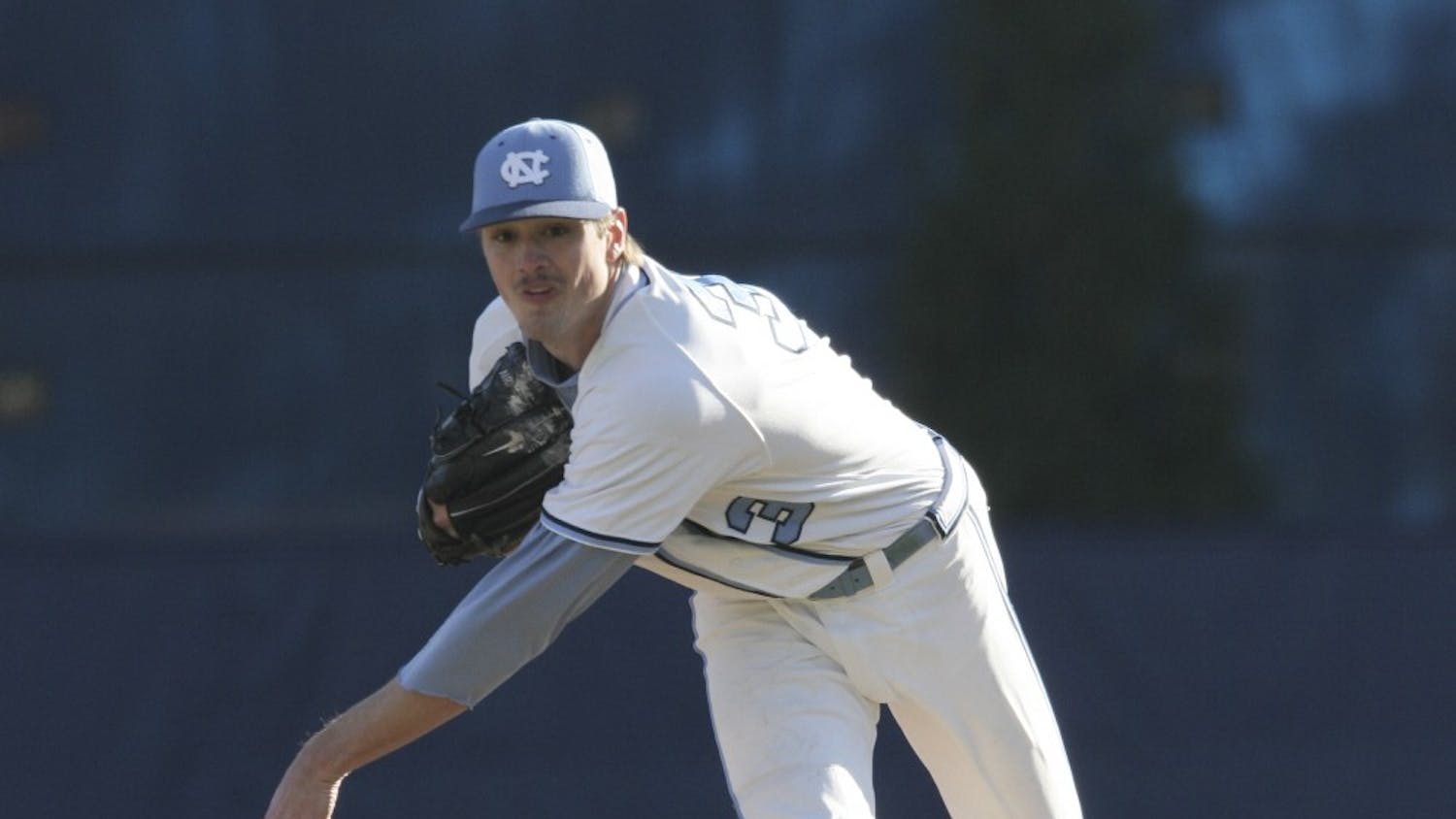Andrew Miller pitches against Seton Hall on February 19, 2006. Miller played for the UNC baseball team from 2004 to 2006.